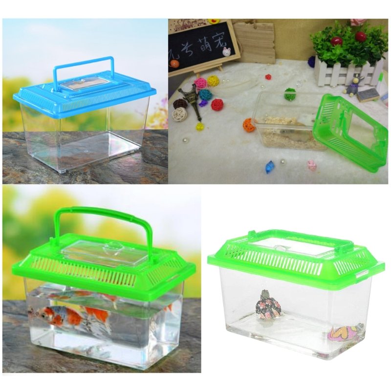 Portable aquarium handheld transparent plastic aquarium travel small aquarium design suitable for pet fish turtles