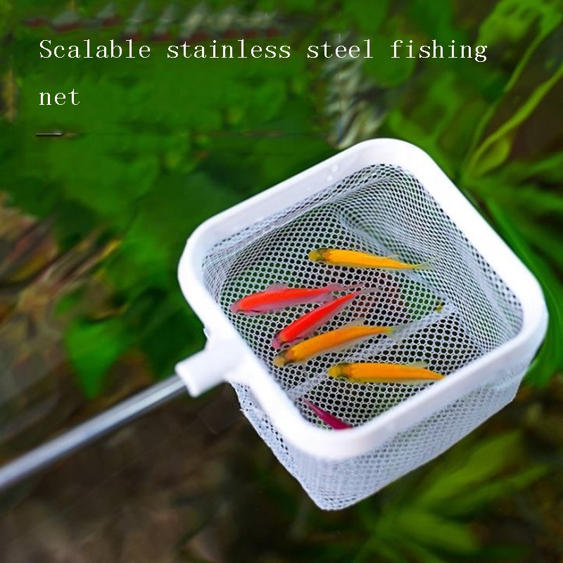 2024 Scalable Stainless Steel 49cm Handle, Three purpose Removable Fish net Isolation Fish and Shrimp aquarium accessories