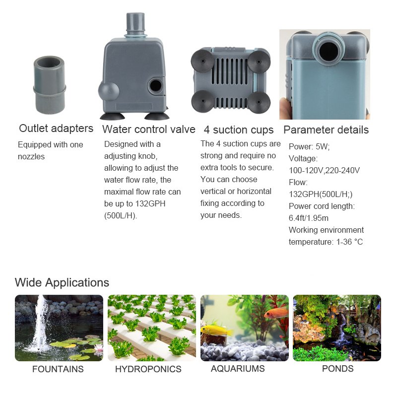 factory price aquarium accessories fish tank small pump submersible pumps