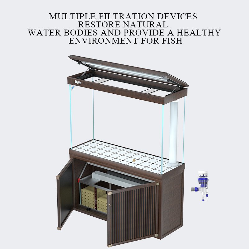 YEE 50/75 Gallons Aquarium Fish Tank Home Use Arowana Koi Fish Landscape Fish Aquarium Tank with base cabinet