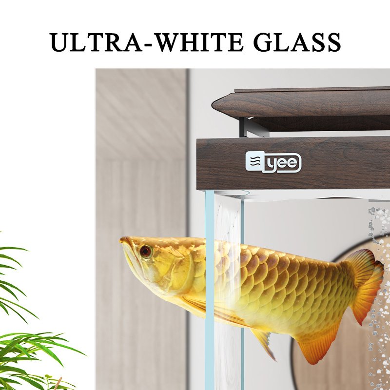 YEE 50/75 Gallons Aquarium Fish Tank Home Use Arowana Koi Fish Landscape Fish Aquarium Tank with base cabinet