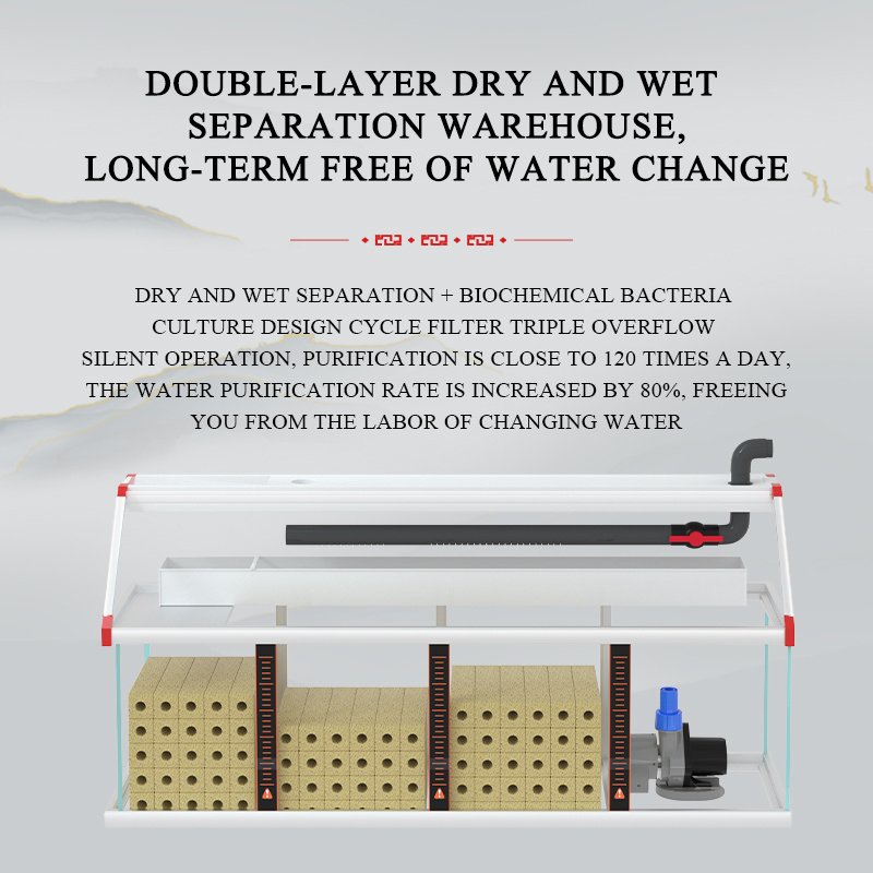YEE 50/75 Gallons Aquarium Fish Tank Home Use Arowana Koi Fish Landscape Fish Aquarium Tank with base cabinet