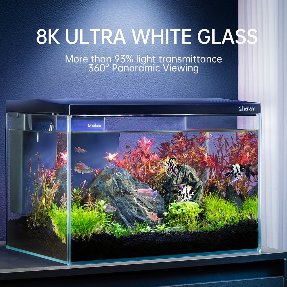 Factory Wholesale Small Ultra Clear Glass Aquarium Integrated Fish Tank Comes With Hidden Filter And Led Lighting