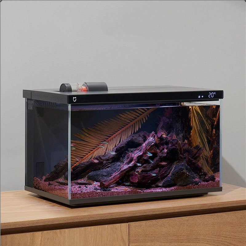 Glass Aquarium Fish Tank Intelligent Desktop Ecological Fish Tank with WIFI Control Feeding Box Light Filter