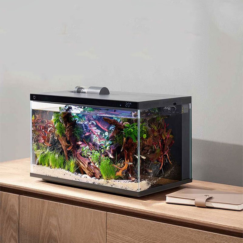 Glass Aquarium Fish Tank Intelligent Desktop Ecological Fish Tank with WIFI Control Feeding Box Light Filter