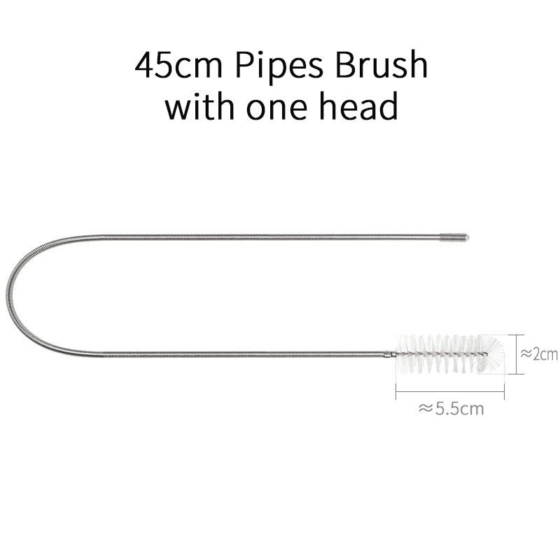 Stainless Steel Nylon Hose Brush Pipe Cleaners Tube Straw Cleaning Brush U-Shape Flexible Drain Brush Aquarium Maintenance Tool
