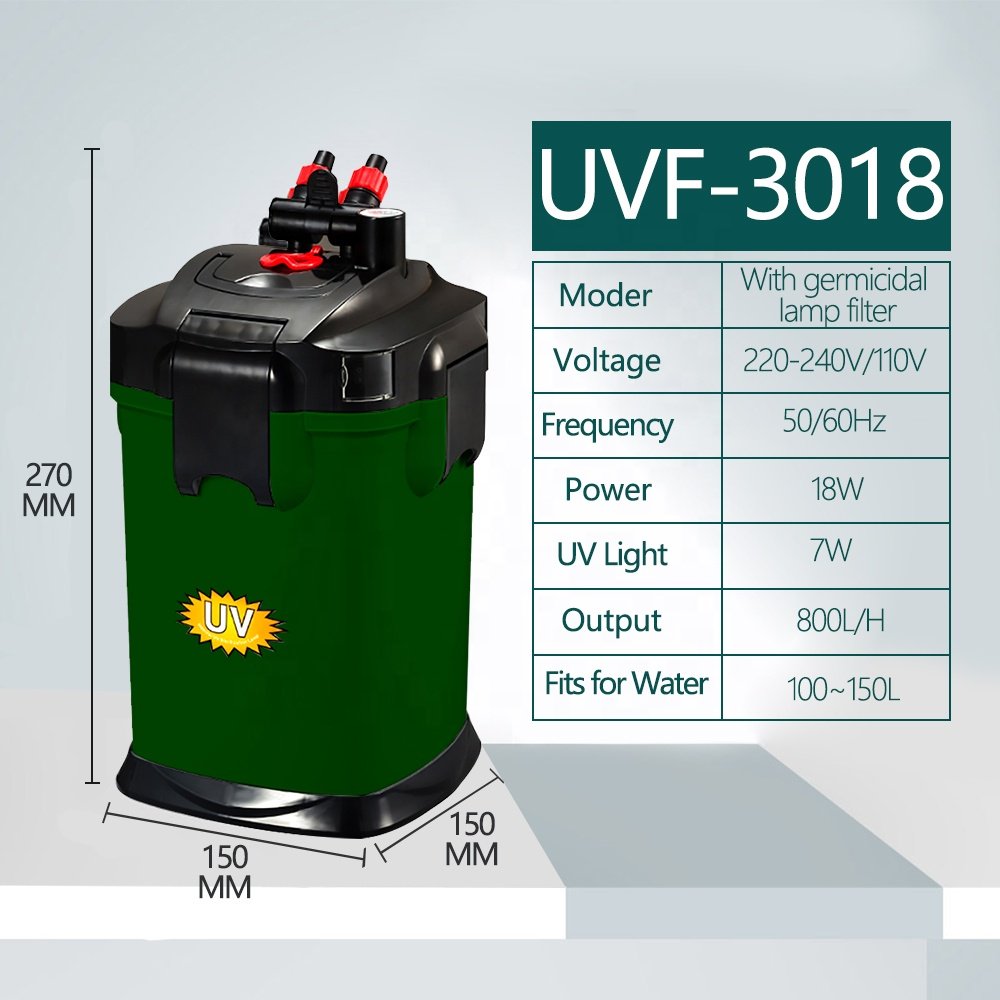 HOPAR UVF-3018 18W 800L/h Ultraseal silent filer water pump UV canister type plant landscape tank aquarium external filter