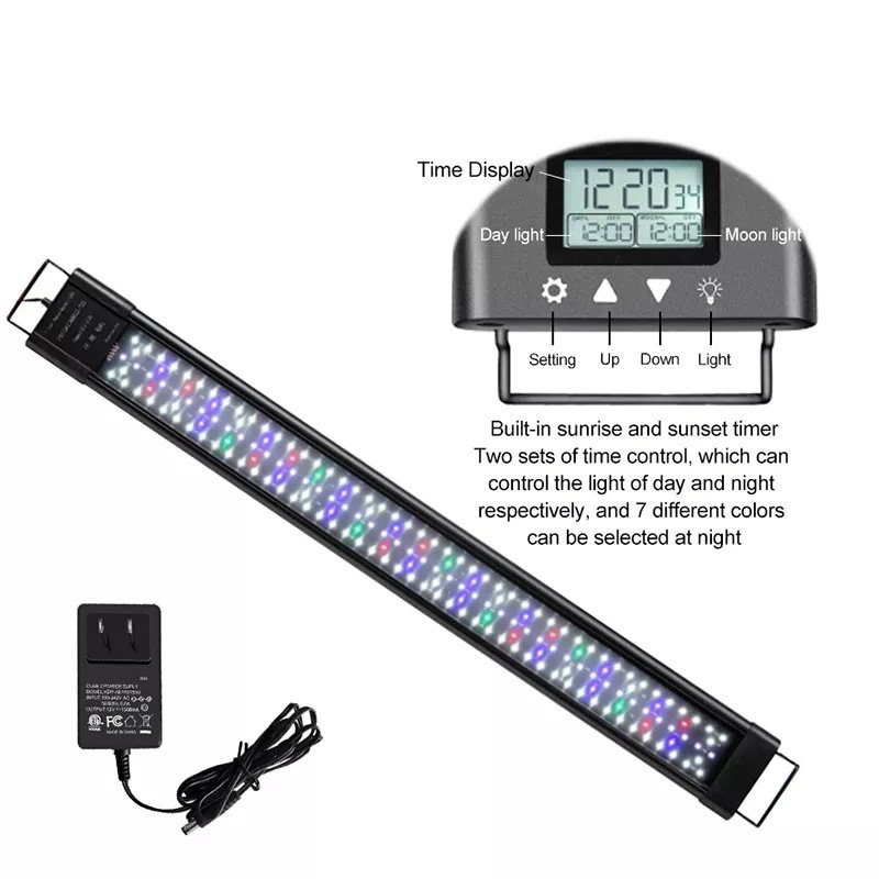Fullgain ROHS Black Box 50 Gallon Tropical Ip68 Full Spectrum Hanging Timer Control Programmable Light Aquarium 60w For 72 Inch