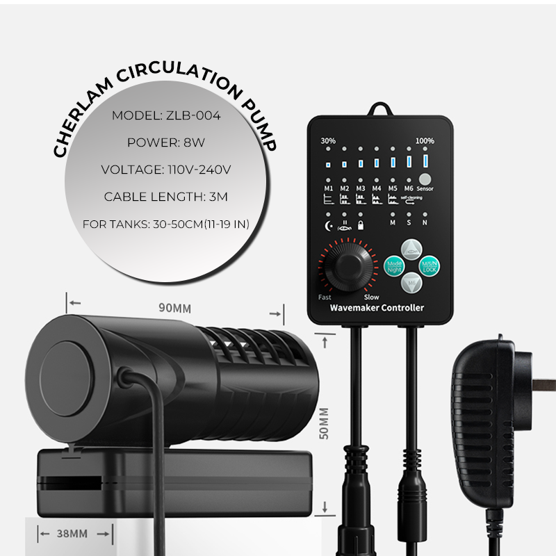 Cherlam Factory Price Aquarium Accessories ZLB-004 8W 2000L Fish Tank Circulation Pump Power Head Wavemaker