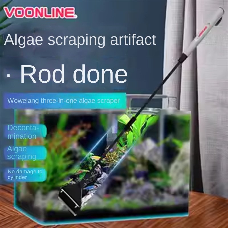 VOONLINE aquarium algae scraper fish tank cleaning tool with 10 stainless steel blades for glass aquarium