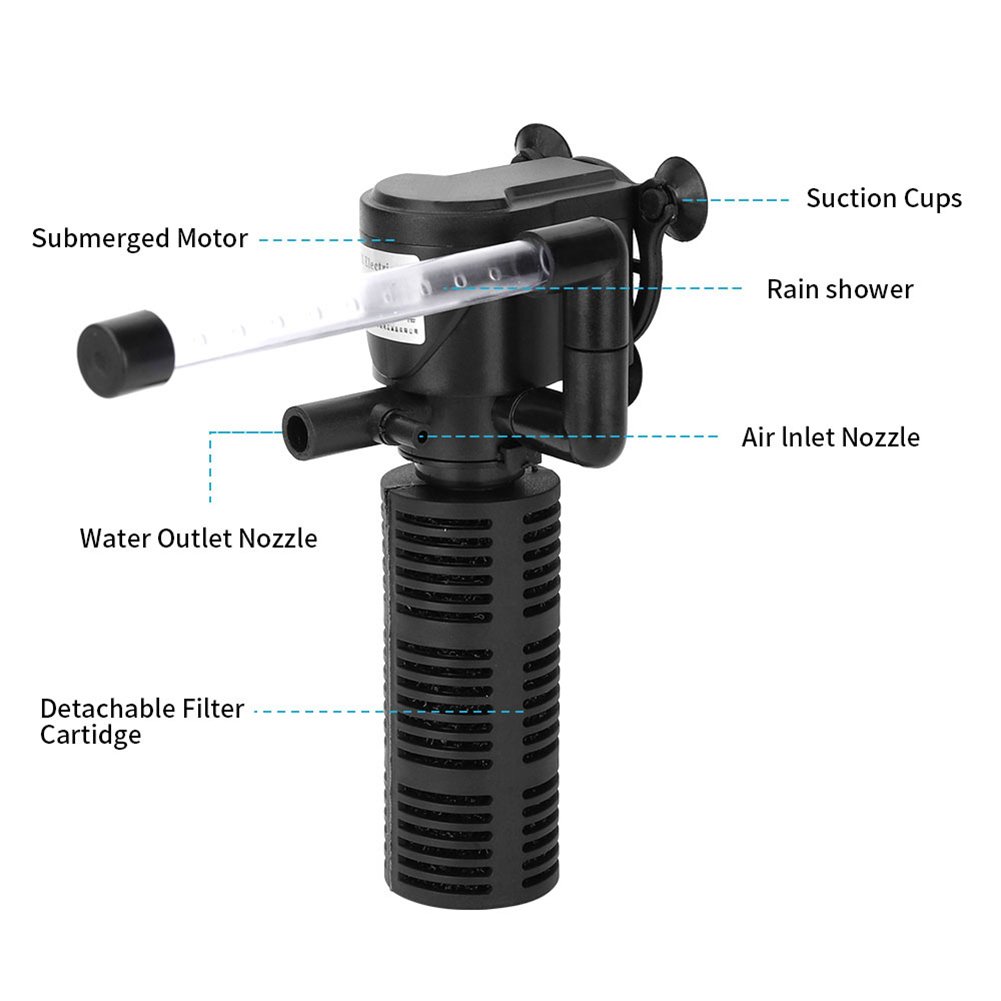 3 in 1 Silent Aeration Water Purifier Internal Pump Submersible Aquarium Filter Oxygen Pump Submersible Water Purifier Fish Tank