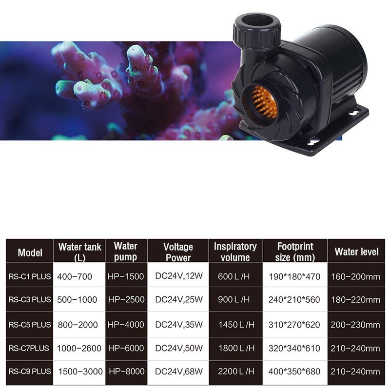 NEW Update Red Starfish RS-C Plus Saltwater Aquarium Protein Skimmer Internal Skimmer Needle Wheel DC Pump