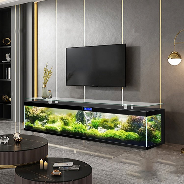 Customized Household furniture luxury glass table coffee table with aquarium tea table and Tv cabinet fish tank