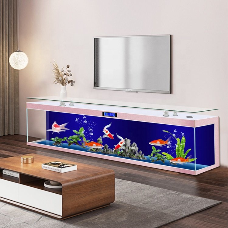 Customized Household furniture luxury glass table coffee table with aquarium tea table and Tv cabinet fish tank