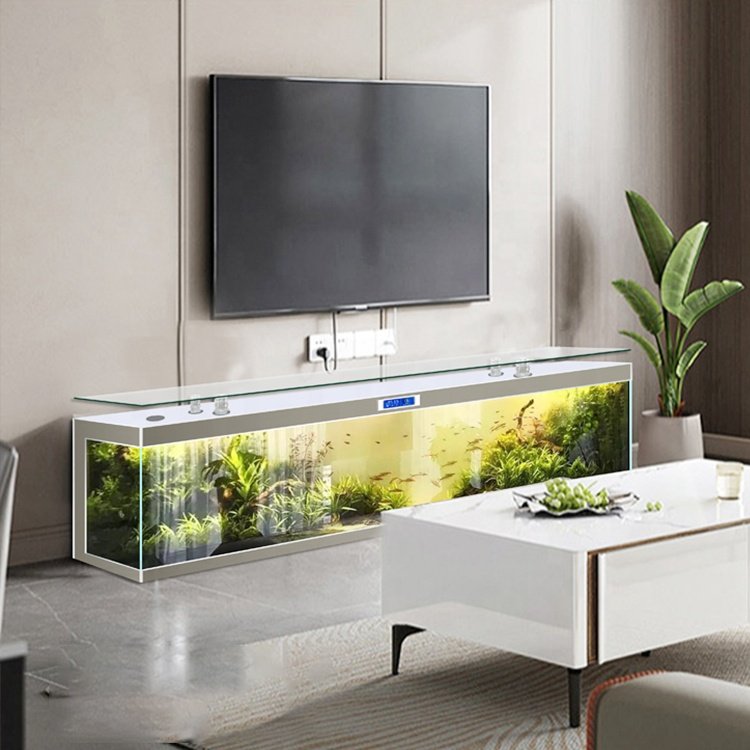 Customized Household furniture luxury glass table coffee table with aquarium tea table and Tv cabinet fish tank