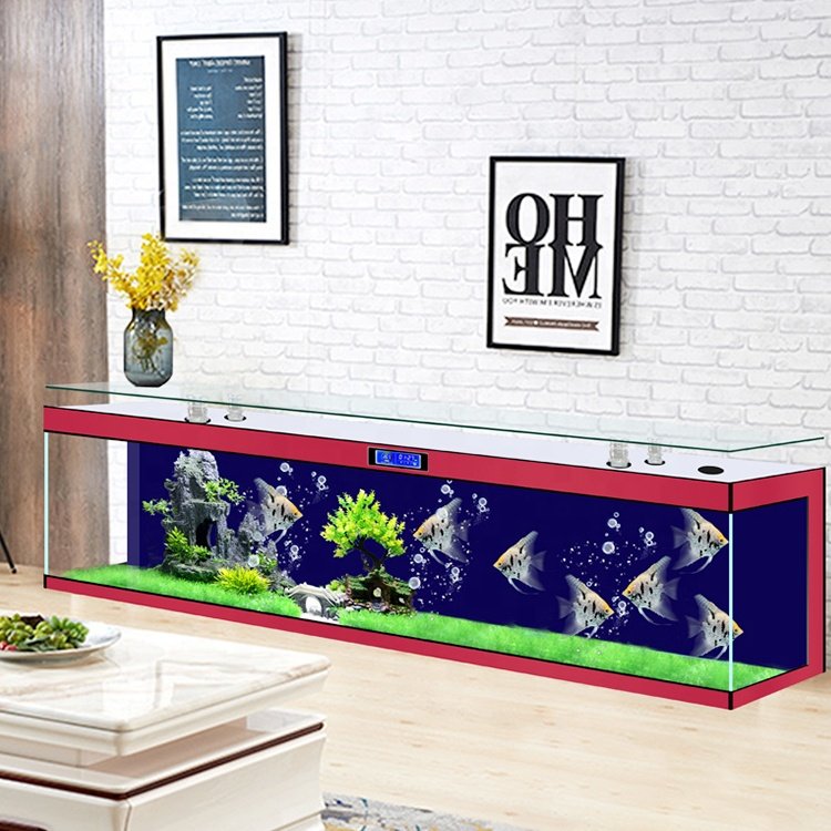 Customized Household furniture luxury glass table coffee table with aquarium tea table and Tv cabinet fish tank