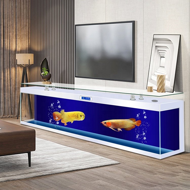 Customized Household furniture luxury glass table coffee table with aquarium tea table and Tv cabinet fish tank