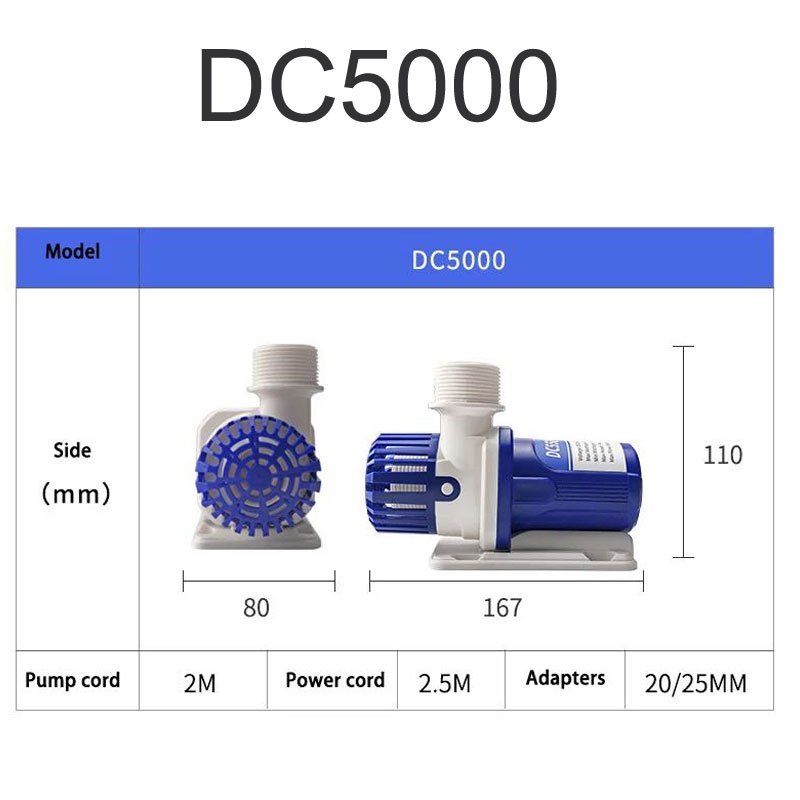 ZKSJ DC52Q-5000L Aquarium Wave Pump DC Frequency Conversion Water Portable Pump Ultra-Silent Fish Tank Filter