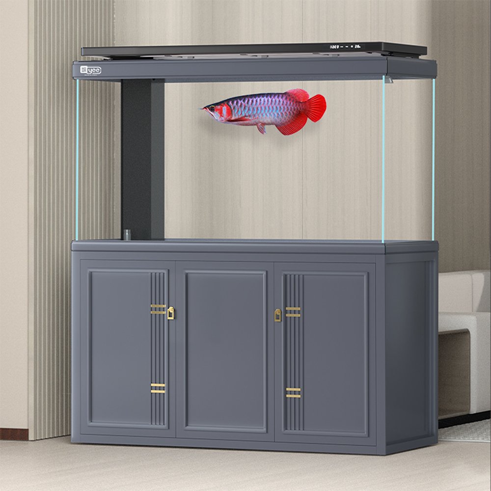 Yee Factory Wholesale Home Decorative Ultra White Fish Tank Medium And Large Glass Aquariums With Cabinet