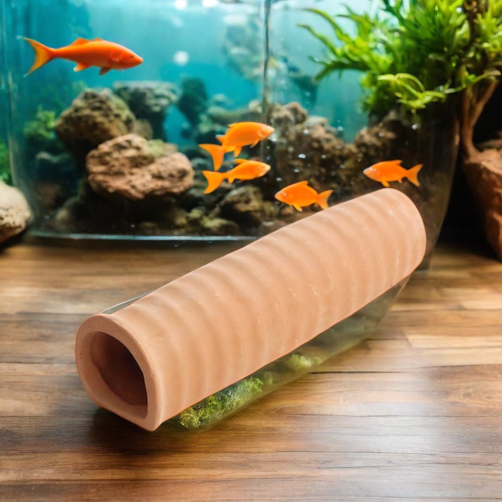 Hot Sale Long-Shaped Terracotta Decors Small Fish Hiding Shrimp Breeding Cave Aquarium Accessories Origin Material Water Usage