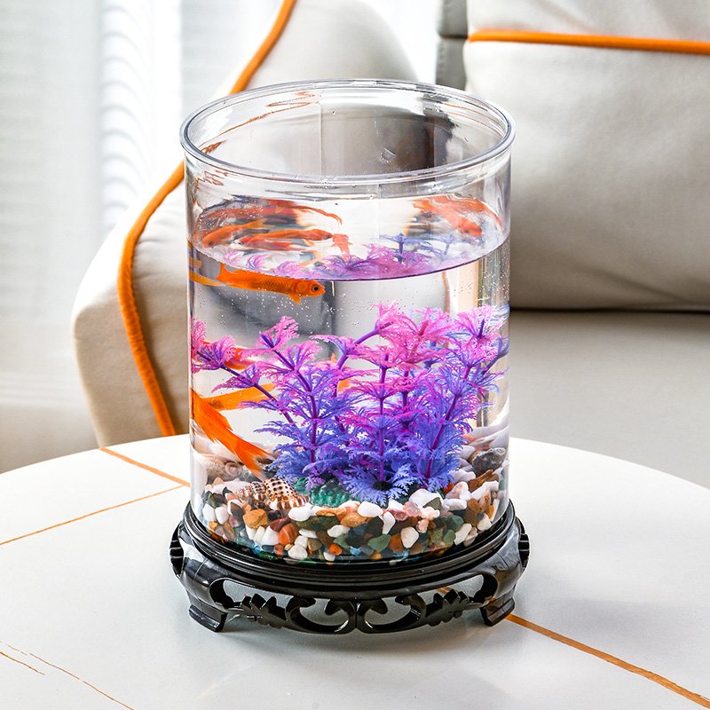 Transparent Plastic Goldfish Turtle Tank Small Desktop Office Aquarium for Water Usage Can't Break View Guest Desktop Display