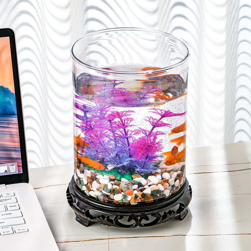 Transparent Plastic Goldfish Turtle Tank Small Desktop Office Aquarium for Water Usage Can't Break View Guest Desktop Display