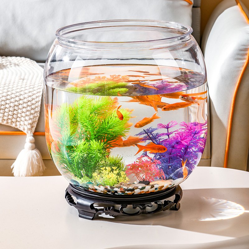 Transparent Plastic Goldfish Turtle Tank Small Desktop Office Aquarium for Water Usage Can't Break View Guest Desktop Display