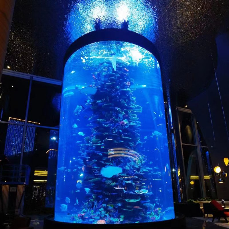 Cylindrical large commercial acrylic fish tanks aquarium wholesale acrylic sheet suitable for tunnel aquarium
