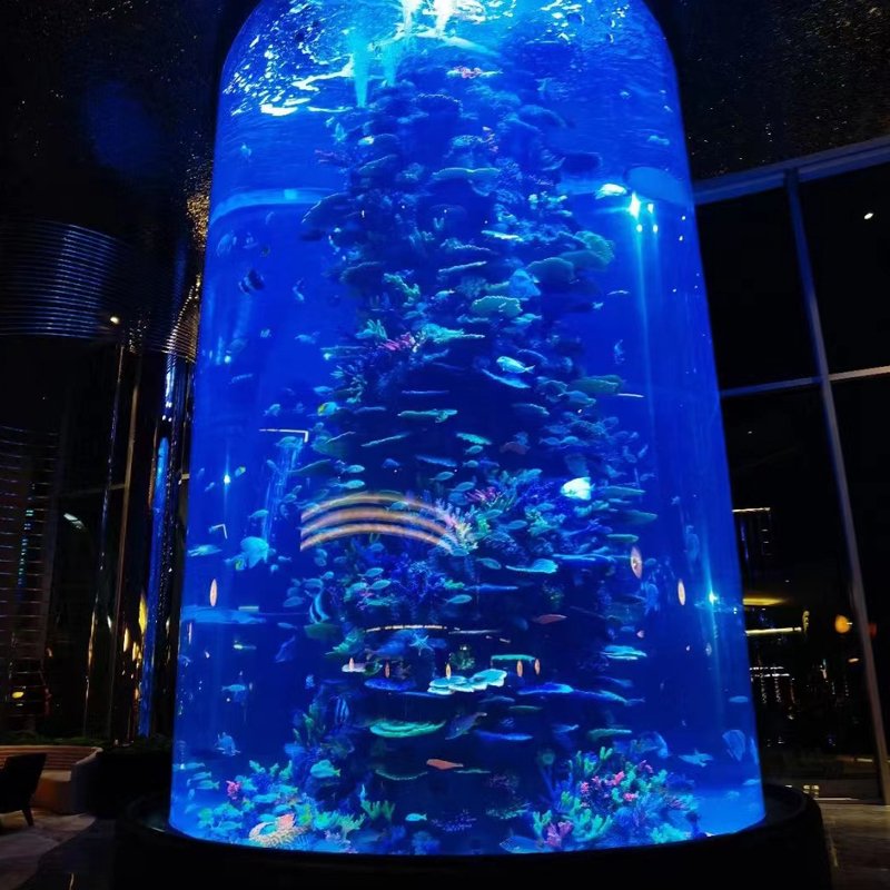 Cylindrical large commercial acrylic fish tanks aquarium wholesale acrylic sheet suitable for tunnel aquarium