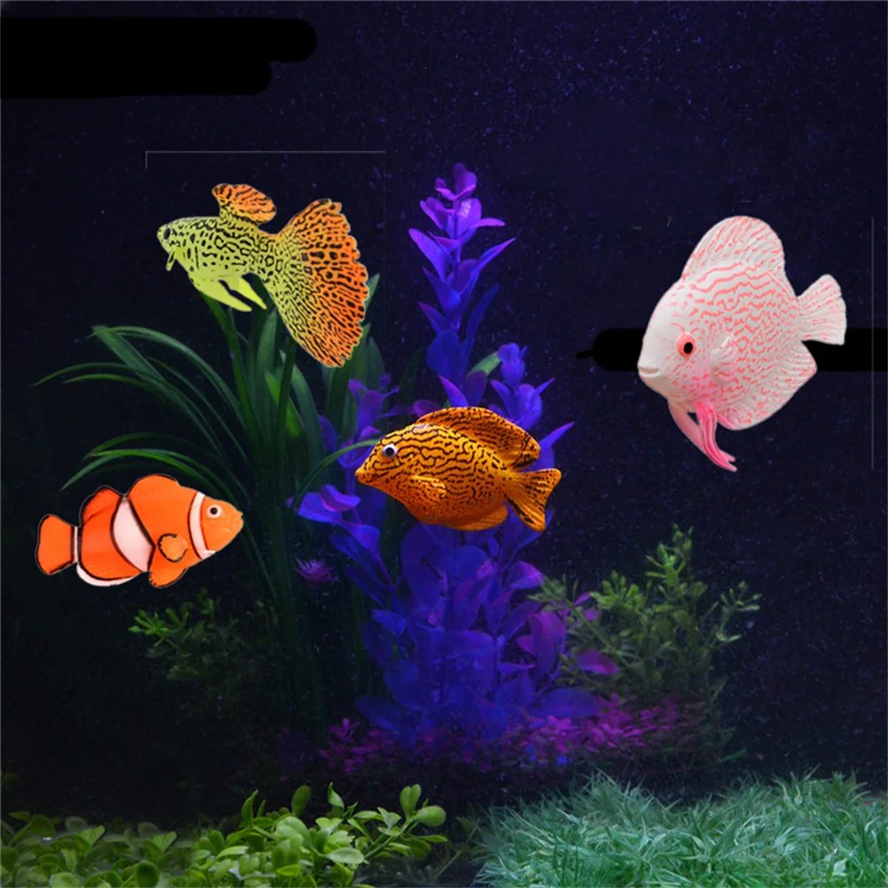 Aquarium Artificial Luminous Lionfish Fish Tank Landscape Silicone Fish Floating Glow In Dark Ornament Home Decoration
