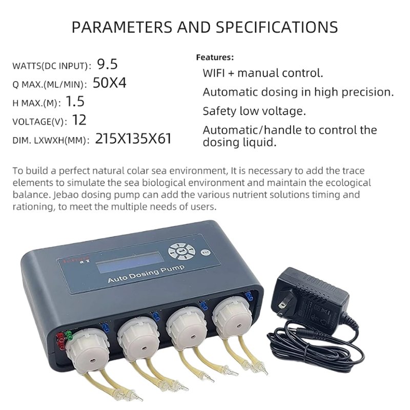 Jebao WiFi Control Auto Dosing Titration Pump Automatic Marine Reef Aquarium Doser For Fish Tank Aquariums Water Filter Pumps