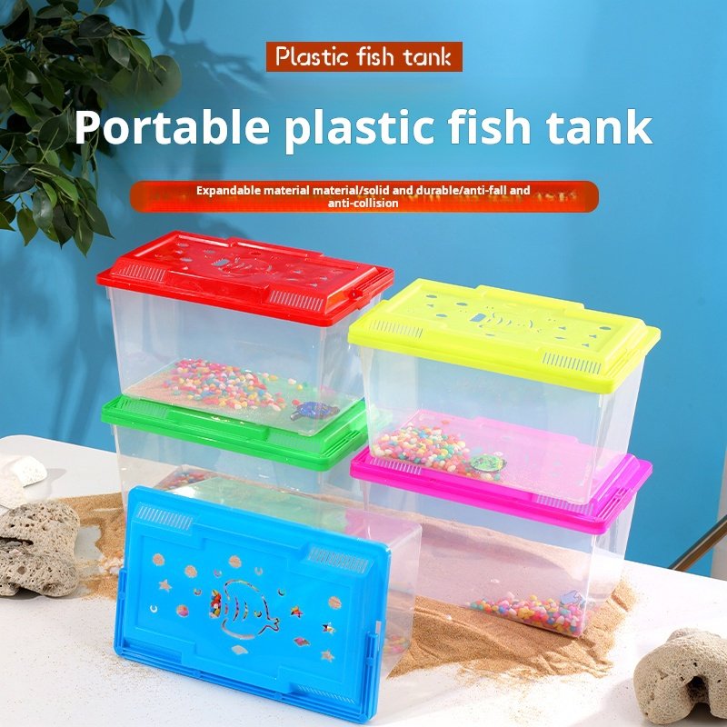 Small Animal Care Plastic Transparent Turtle Tank Portable Aquariums & Goldfish Bowl Accessories for Water Usage