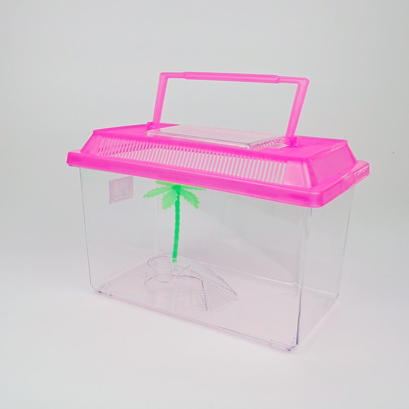 27cm Plastic Reptile Carrier Turtle Tank Turtle Container Fish Tank Aquarium with Cover Handle for Small Critters Creatures