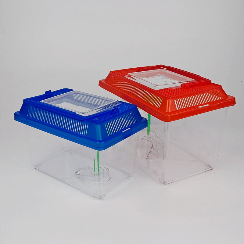 27cm Plastic Reptile Carrier Turtle Tank Turtle Container Fish Tank Aquarium with Cover Handle for Small Critters Creatures