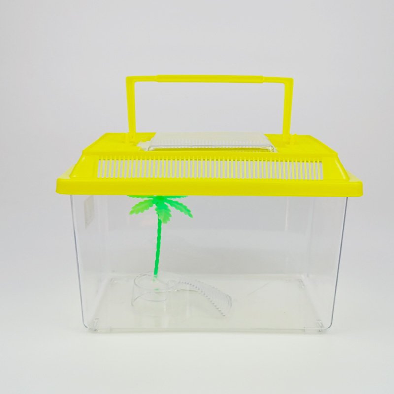 27cm Plastic Reptile Carrier Turtle Tank Turtle Container Fish Tank Aquarium with Cover Handle for Small Critters Creatures