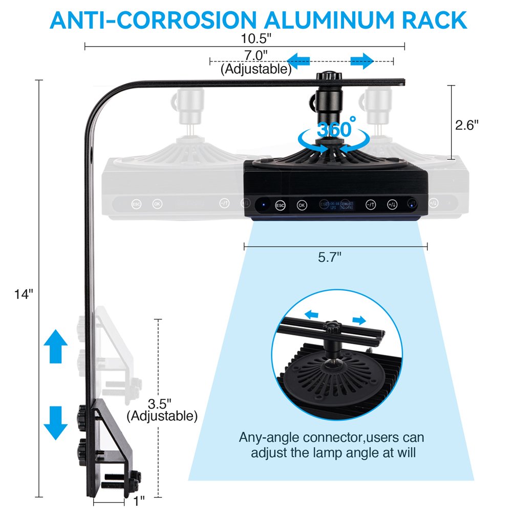 Ctlite 60W G7 3channels Dimming Individually Sunrise Sunset Group Control Full Spectrum LED Aquarium Lights