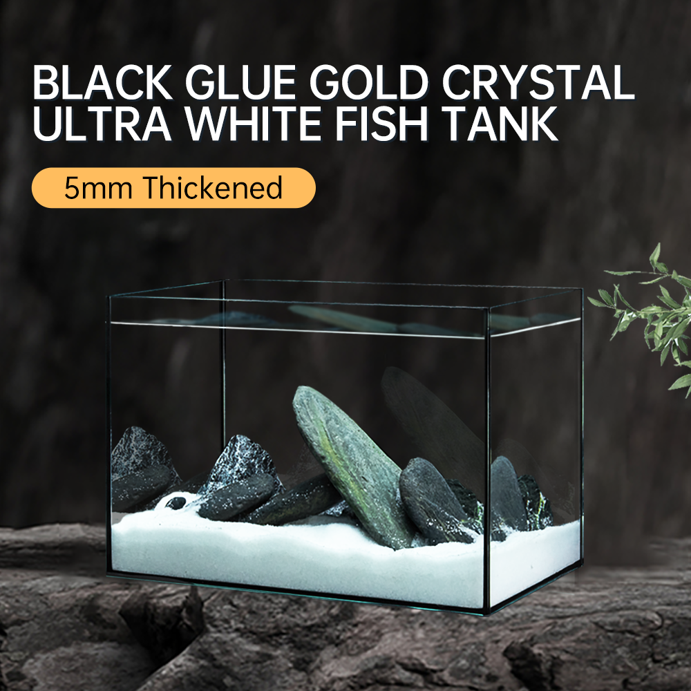 YEE Factory Wholesale Ultra White Clear Glass Black Glue Fish Tank Desktop Goldfish Ecological Aquarium