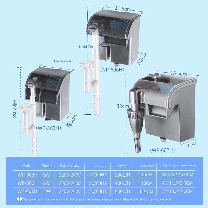 SOBO Fish Tank Filter Aquarium Accessories Hang On Filter Aquarium WP-303H WP-606H WP-607H