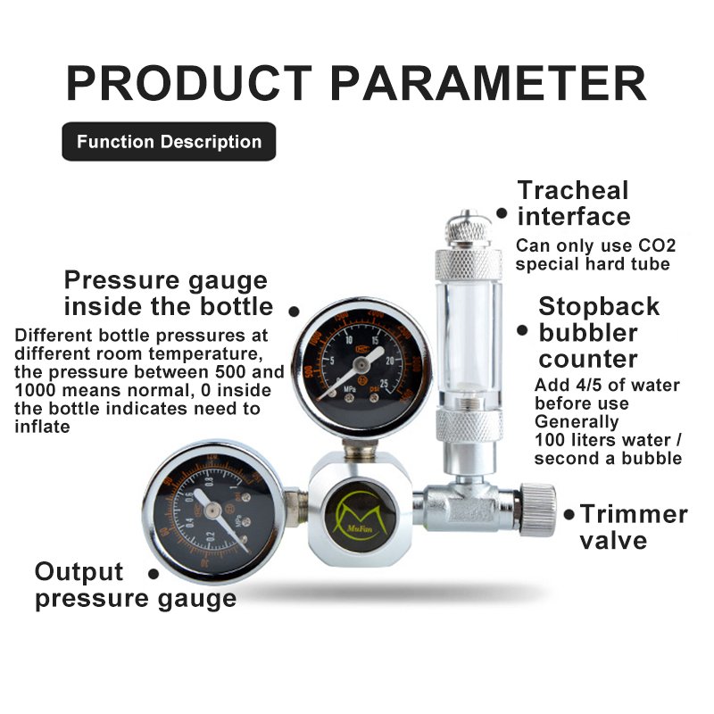 MUFAN CO2 Regulator Aquarium With Solenoid Valve Hydroponics For Planted Tank
