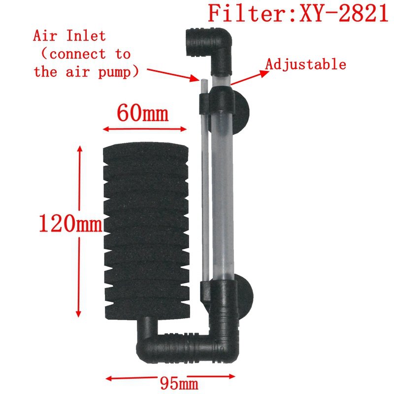 Black Aquarium Fish Tank Shrimp Pond Oxygen Pump Air Cotton Filters 360 Rotatable Wall-hanging Biochemical Sponge Filter