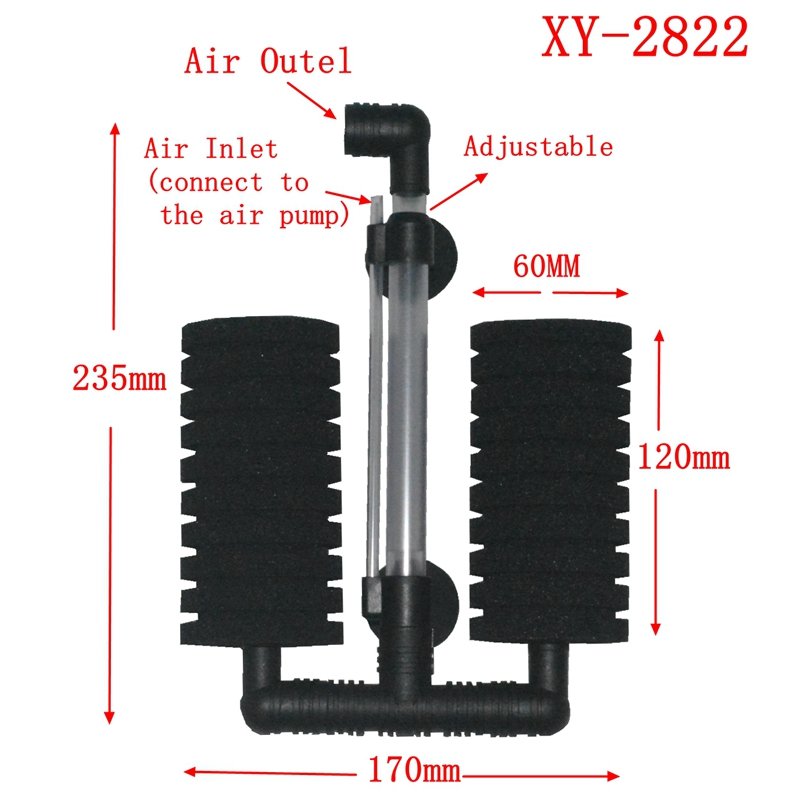 Black Aquarium Fish Tank Shrimp Pond Oxygen Pump Air Cotton Filters 360 Rotatable Wall-hanging Biochemical Sponge Filter