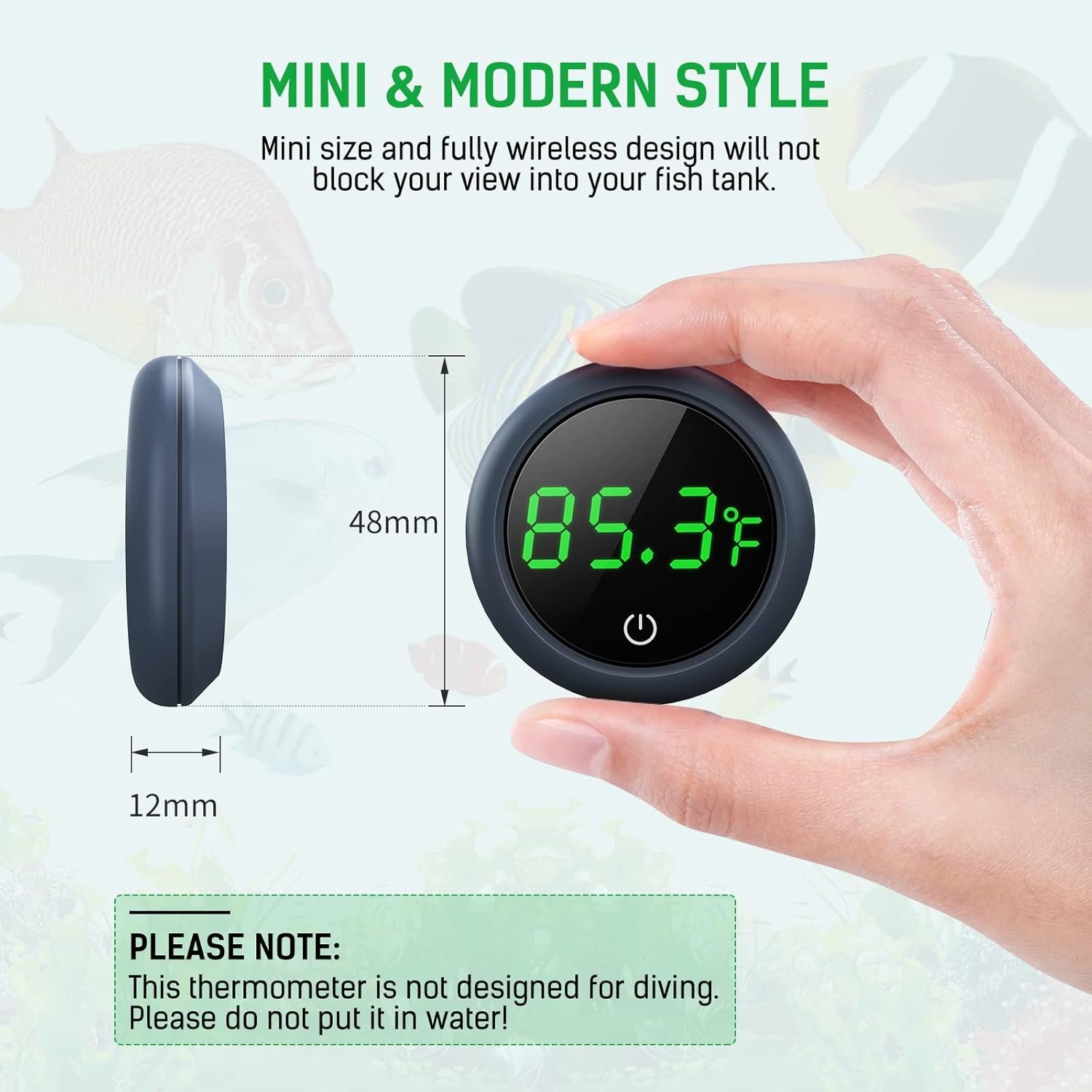 OF Fish Tank Thermometer LED Digital Thermometer Reptile Tank Aquarium Mini Temperature Display Meter With Touch Screen