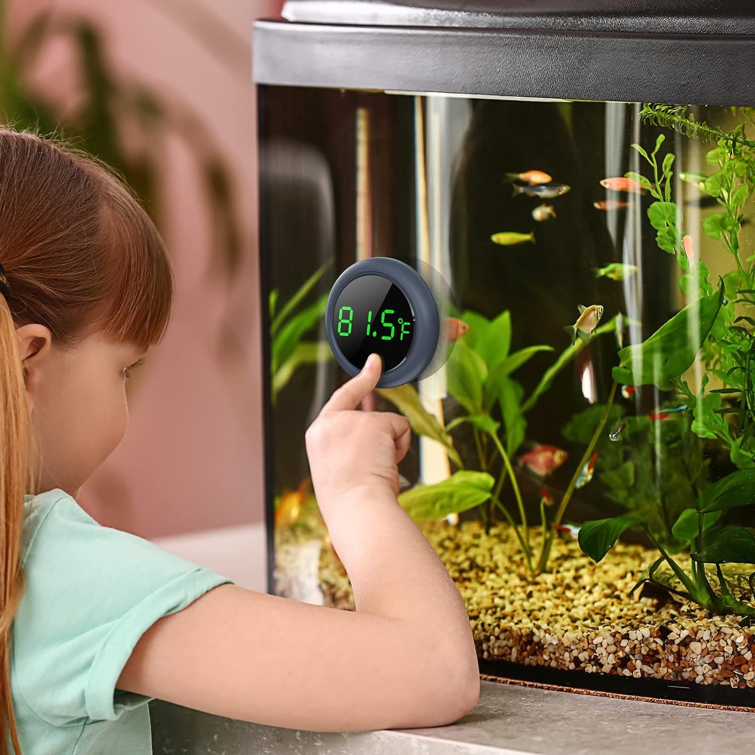 OF Fish Tank Thermometer LED Digital Thermometer Reptile Tank Aquarium Mini Temperature Display Meter With Touch Screen