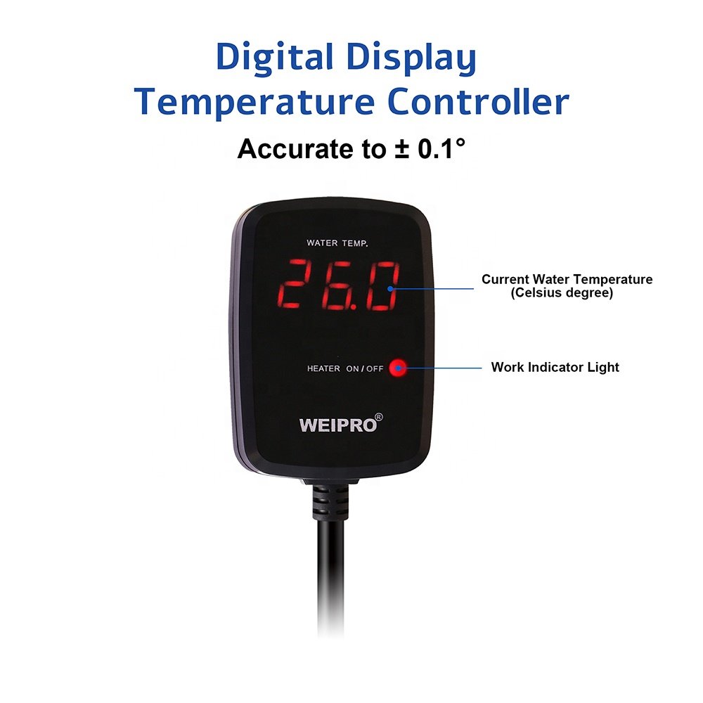 Factory Wholesale 50W-500W Stainless Steel Titanium Aquarium Heater with LED Display Preset Constant Temperature 26 Degrees