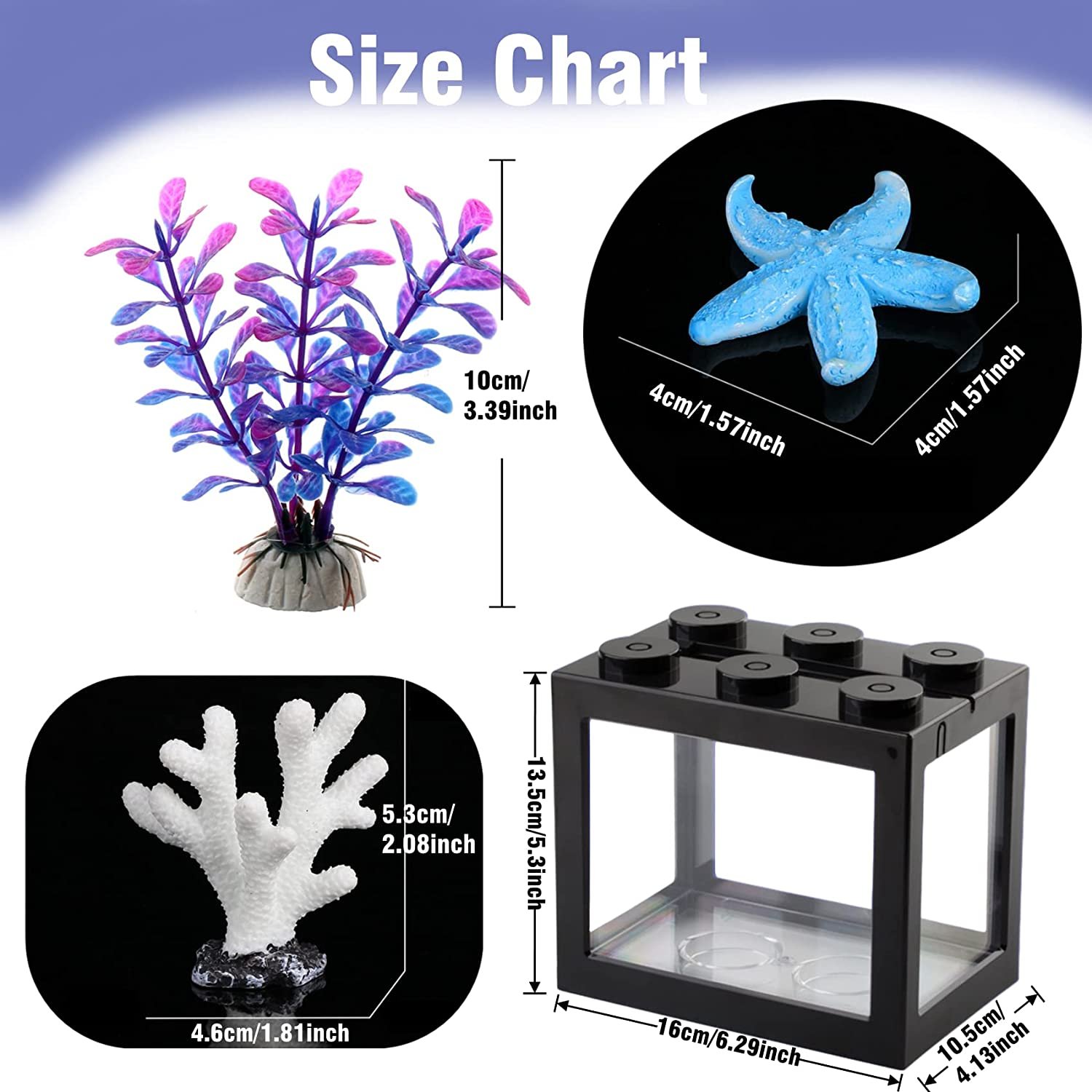 Mini aquarium betta fish tank with USB LED lighting small aquarium office viewing transparent acrylic fish tank