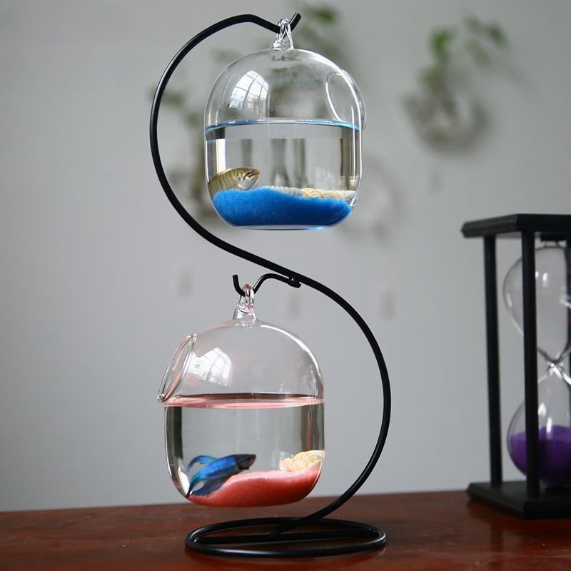 Hanging Glass Aquarium Fish Bowl Flower Plant Vase Spherical Glass Betta Fish Tank Aquariums