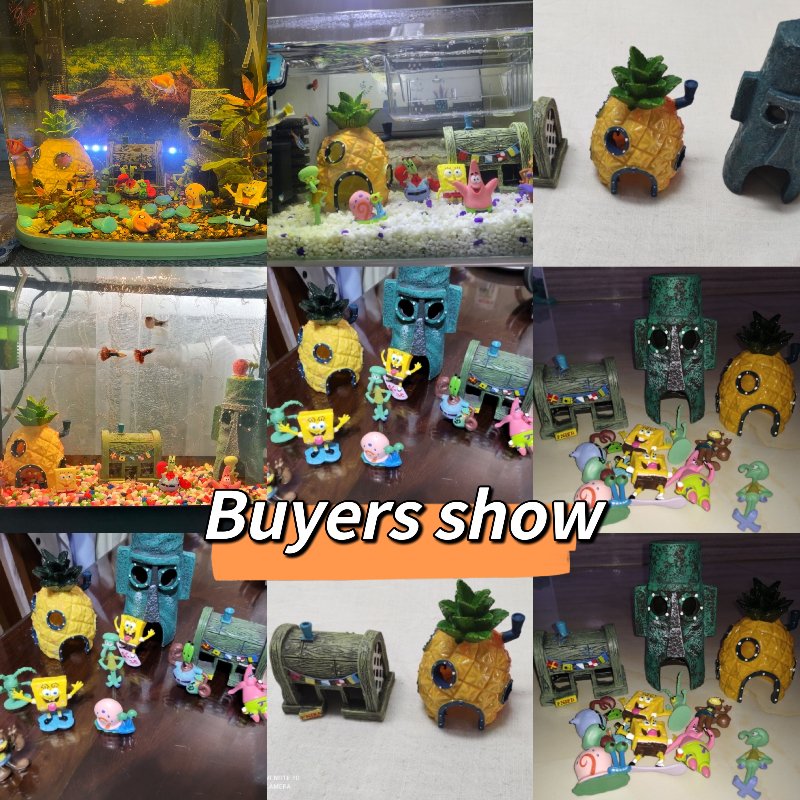 Mini Aquarium Fish Tank Ornaments Cartoon Pineapple House for Fish Tank Aquarium Decoration Aquarium Home Accessories