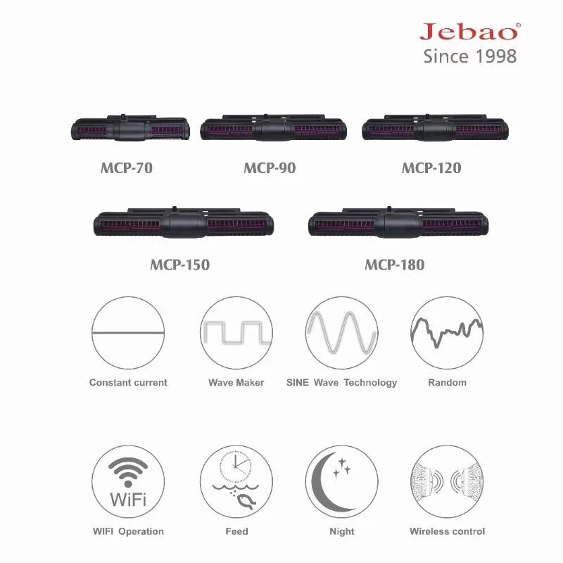 Jebao MCP Series Wifi Control LCD Display Cross Flow Marine Aquarium Wave Pump 70 90 120 150 180 Fish Tanks Accessories