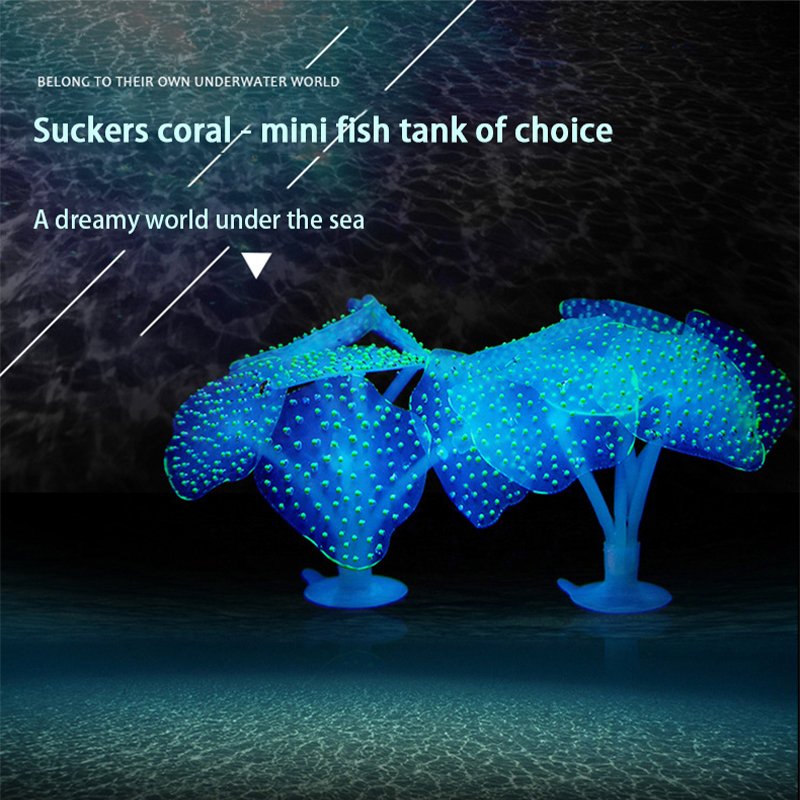 Fish Tank Ornament Luminous Imitated Sea Anemone Simulated Fluorescent Coral Water Plant Aquarium Decoration Accessories 10 13 G