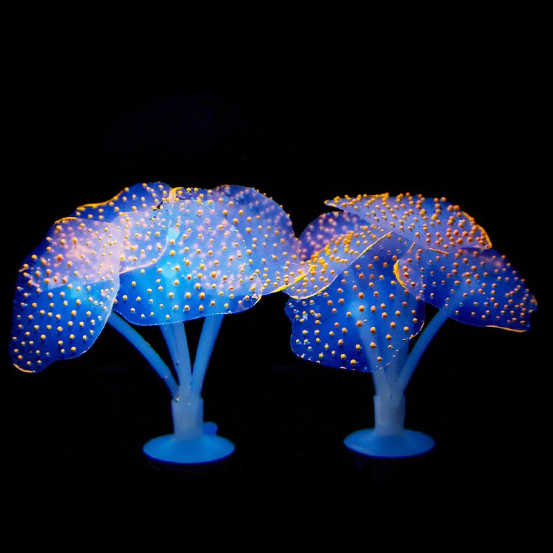 Fish Tank Ornament Luminous Imitated Sea Anemone Simulated Fluorescent Coral Water Plant Aquarium Decoration Accessories 10 13 G